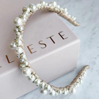 A'el Este Style #Charlotte Headband - Gold pearl & Light blue crystal WSAE5030 - 02 #0 default Gold/Light Blue thumbnail