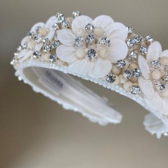 Arianna Bespoke Style #Silk Flower Trim Headband - AR807 #0 default Nude ivory thumbnail