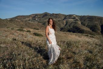 All Who Wander Style #Byron #8 (IVRM-PL) Ivory Lace & Tulle over Rum Gown w Porcelain Tulle Illusion thumbnail