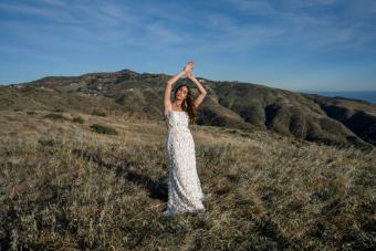 All Who Wander Style #Byron #7 (IVRM-PL) Ivory Lace & Tulle over Rum Gown w Porcelain Tulle Illusion thumbnail