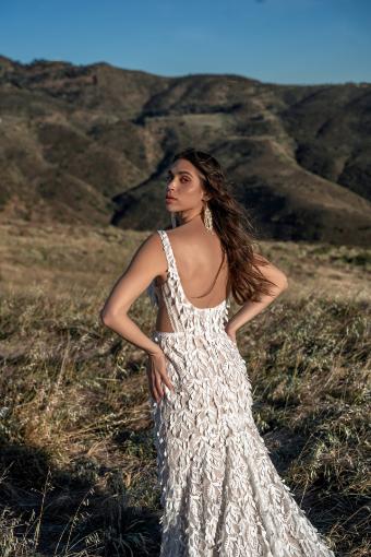 All Who Wander Style #Byron #5 (IVRM-PL) Ivory Lace & Tulle over Rum Gown w Porcelain Tulle Illusion thumbnail