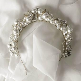 Arianna Bespoke Style #Celestial Headband - AR716IVGO #0 default Ivory Pearl thumbnail