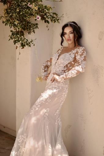 Martina Liana Style #Amalle - 1440 #1 (IVRM-PL) Ivory Lace & Tulle over Rum Gown w Porcelain Tulle Illusion thumbnail