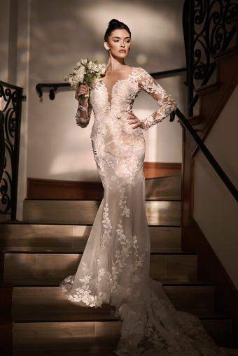 Martina Liana Style #Amalle - 1440 #7 (IVRM-PL) Ivory Lace & Tulle over Rum Gown w Porcelain Tulle Illusion thumbnail