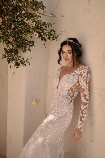Martina Liana Style #Amalle - 1440 #4 (IVRM-PL) Ivory Lace & Tulle over Rum Gown w Porcelain Tulle Illusion thumbnail