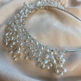 Arianna Bespoke Style #Seed Pearl & Crystal Tiara #0 default Ivory Pearl/Clear Crystal thumbnail