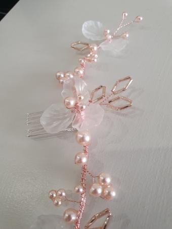Arianna Bespoke Style #Flower & pearl comb - AR796BLCHRG #0 default Blush/Champagne thumbnail
