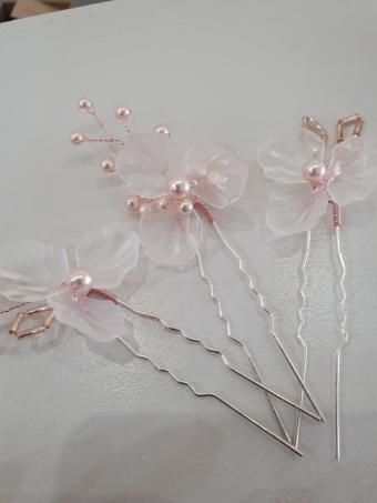 Arianna Bespoke Style #Frosted Flower pearl & bugle beads set of 3 - ARP756BLCHRG #0 default Blush/Champagne/RoseGold thumbnail