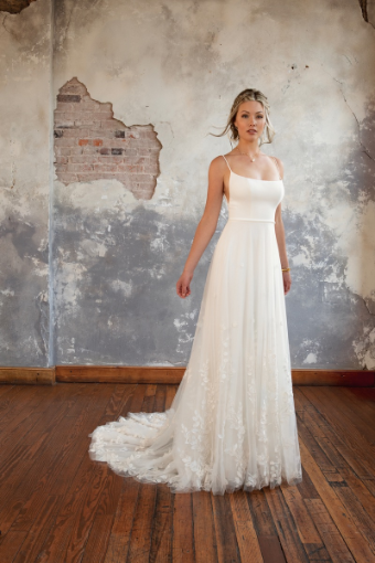 All Who Wander Style #Story #1 (IV-PL) Ivory Gown w Porcelain Tulle Side Plunge thumbnail